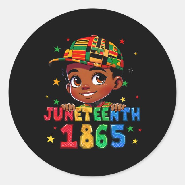 Sticker Rond King Black Boy Junet1865 Ancêtres Melanin A (Devant)
