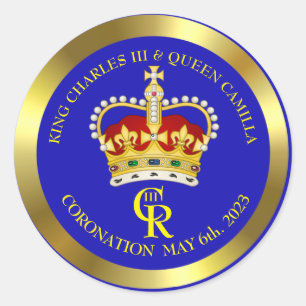 Sticker Rond King Charles III et Queen Consort Camilla Clas