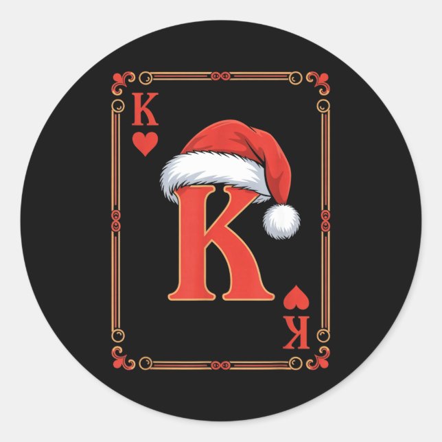 Sticker Rond King Of Hearts Christmas Costume Playing Cards Kin (Devant)