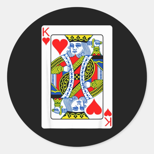 Sticker Rond King Of Hearts Playing Card Valentine Costume  (Devant)