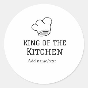 Sticker Rond King of the cuisine chef cuisine ajouter nom couro