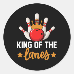 Sticker Rond King Of The Lanes I Bowling
