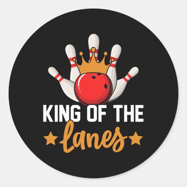 Sticker Rond King Of The Lanes I Bowling (Devant)