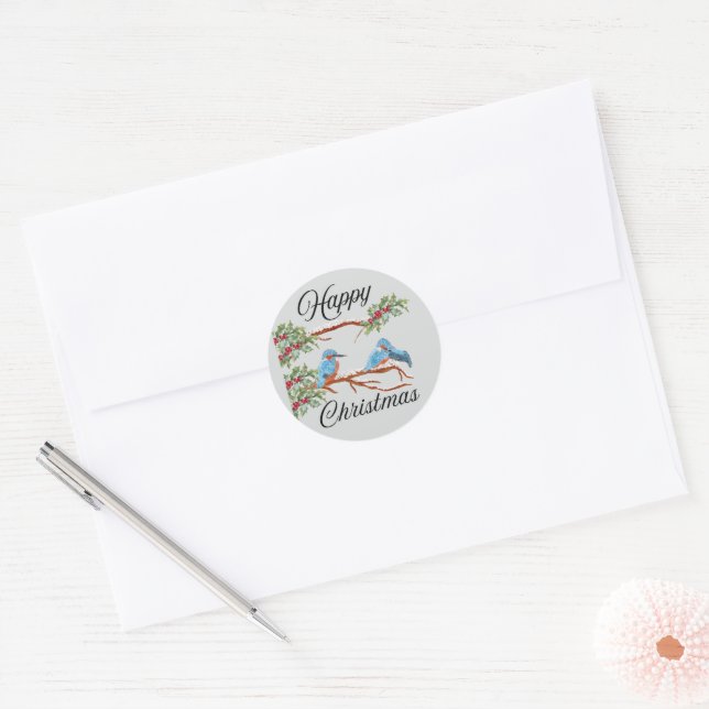 Sticker Rond Kingfisher Christmas (Enveloppe)
