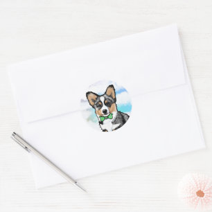 Sticker Rond KiniArt Merle Corgi