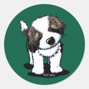 Sticker Rond KiniArt Saint Bernard