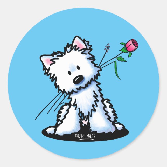 Sticker rond KiniArt Westie Terrier classique (Devant)