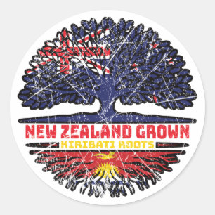 Sticker Rond Kiribati I Kiribati Nouvelle-Zélande Arbre de Nouv