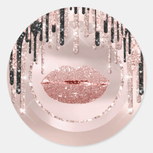 Sticker Rond Kiss Lips Maquillage Artiste Drivers Rose Glam Wow