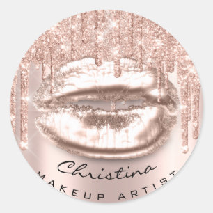 Sticker Rond Kiss Lips Maquillage Artiste Parties scintillant D