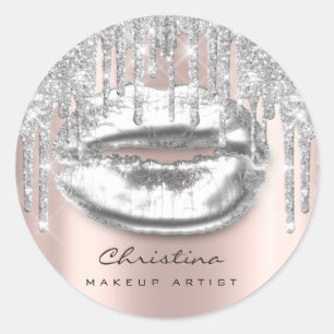 Sticker Rond Kiss Lips Maquillage Artiste Parties scintillant D