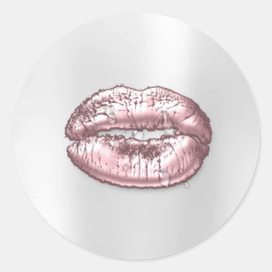 Sticker Rond Kiss Lips Parties scintillant Maquillage rose Arti