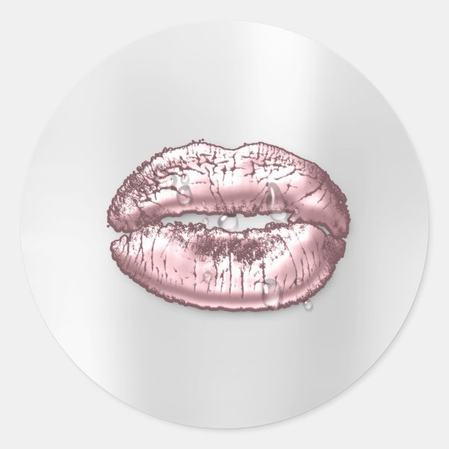 Sticker Rond Kiss Lips Parties scintillant Maquillage rose Arti (Devant)