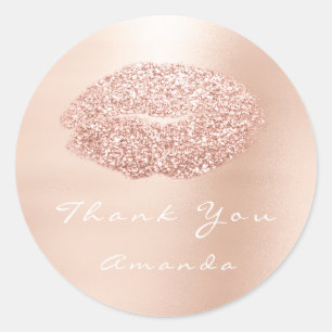 Sticker Rond Kiss Lips Parties scintillant Rose Gold 16ème Merc