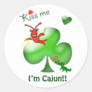 Sticker Rond Kiss Me Je suis Cajun St Patrick's Day Crawfish
