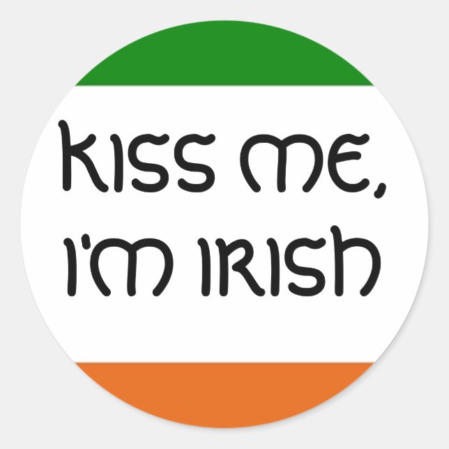 STICKER ROND KISS ME, JE SUIS IRLANDAIS (Devant)