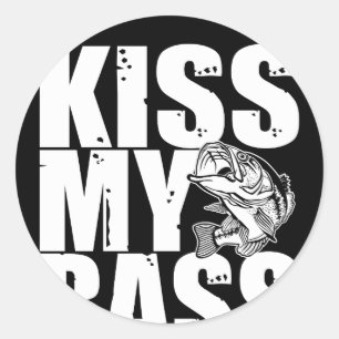 Sticker Rond Kiss My Bass Grande Bouche Basse Pêche