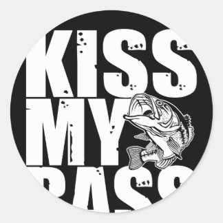 Sticker Rond Kiss My Bass Grande Bouche Basse Pêche