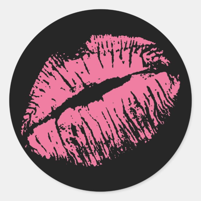 Sticker Rond Kiss rose (Devant)
