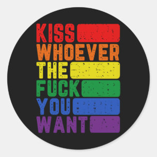 Sticker Rond Kiss Wcute Ss Cute Sver Le F Vous Voulez Lgbtq Gay