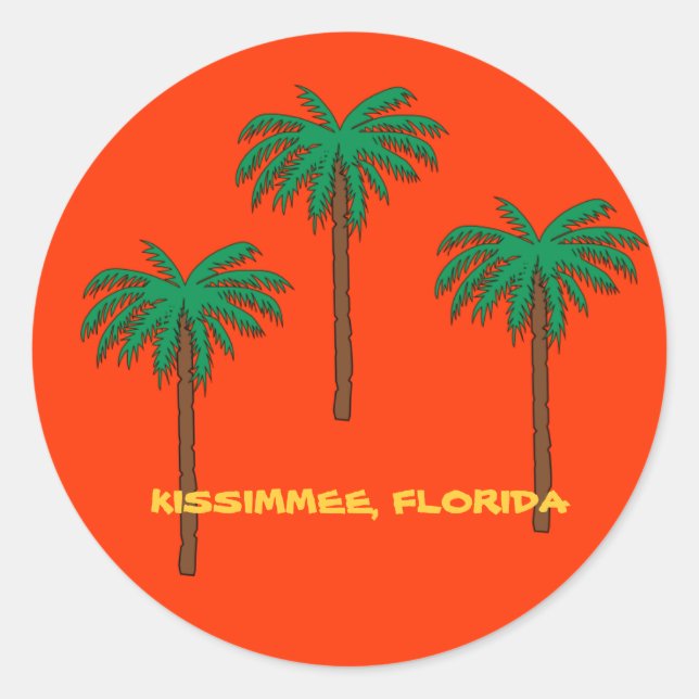 Sticker Rond Kissimmee, Floride design tropical (Devant)