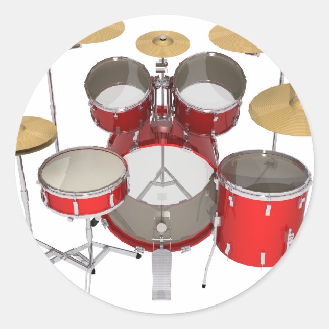 Sticker Rond Kit de batterie rouge : (Devant)