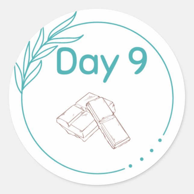 Sticker Rond Kit de dégustation de chocolat Jour 9 (Devant)