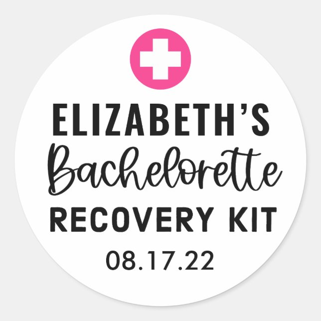 Sticker Rond Kit de récupération Bachelorette personnalisée (Devant)