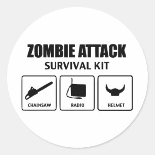 Sticker Rond kit de survie d'attaque zombie