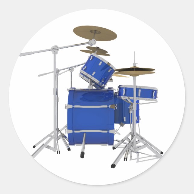 Sticker Rond Kit de tambour bleu : (Devant)