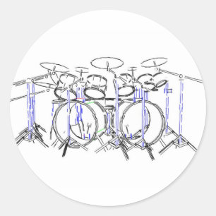 Sticker Rond Kit de tambour de 10 pièces : dessin de marqueur :