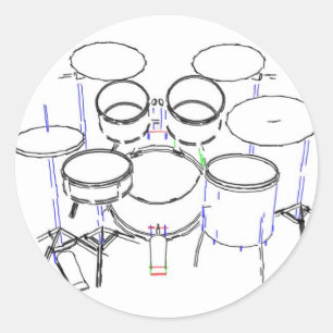 Sticker Rond Kit de tambour de 5 pièces : dessin de marqueur :
