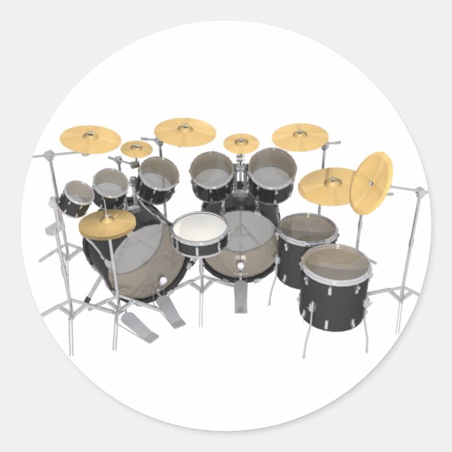 Sticker Rond Kit de tambour noir : 10 pièce : (Devant)