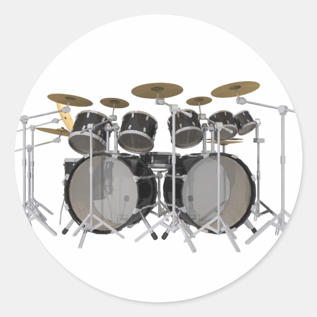 Sticker Rond Kit de tambour noir : 10 pièce : (Devant)