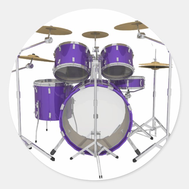 Sticker Rond Kit de tambour pourpre : (Devant)