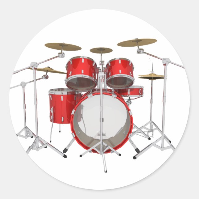 Sticker Rond Kit de tambour rouge : (Devant)