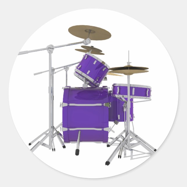 Sticker Rond Kit de tambour violet/violet : (Devant)