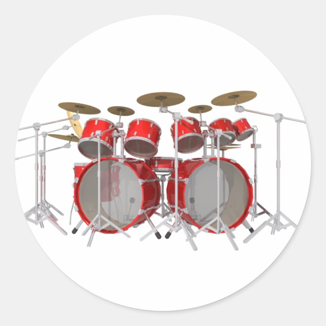 Sticker Rond Kit Tambour rouge : 10 pièce : (Devant)