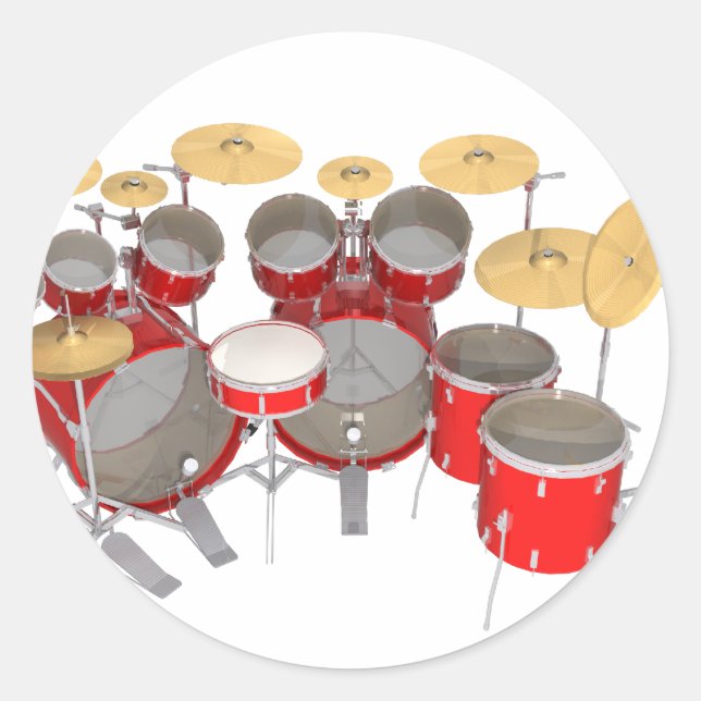 Sticker Rond Kit Tambour rouge : 10 pièce : (Devant)
