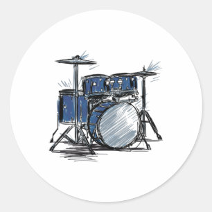 Sticker Rond Kit tambour Sketch Music