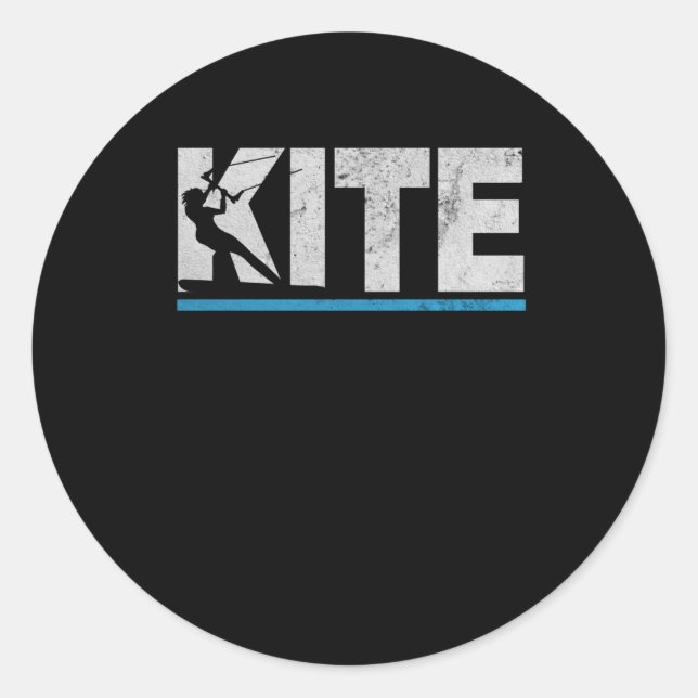 Sticker Rond Kite Kitesurfer Kitesurfing Surf Retro Cadeau (Devant)
