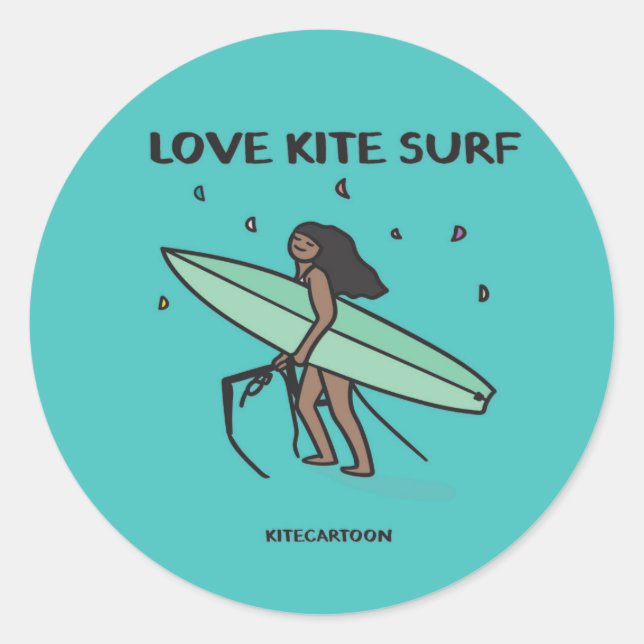 Sticker Rond Kiteboard/kitesurf - love kitesurf (Devant)
