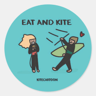 Sticker Rond Kiteboard/kitesurf - Manger et cerf-volant