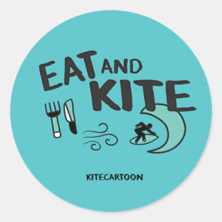 Sticker Rond Kiteboard/kitesurf - Manger et cerf-volant
