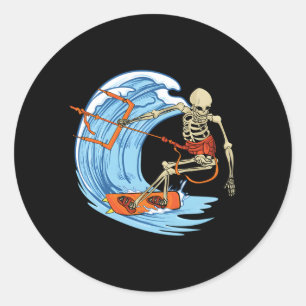 Sticker Rond Kitesurf Kitesurf Kitesurf Kiteboard Skelet