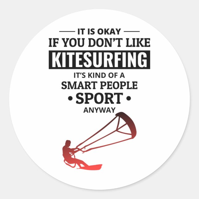 Sticker Rond Kitesurfing Kitesurf Kiteboarding Water Sports (Devant)