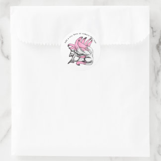 Sticker Rond Kitsune rose renard japonais