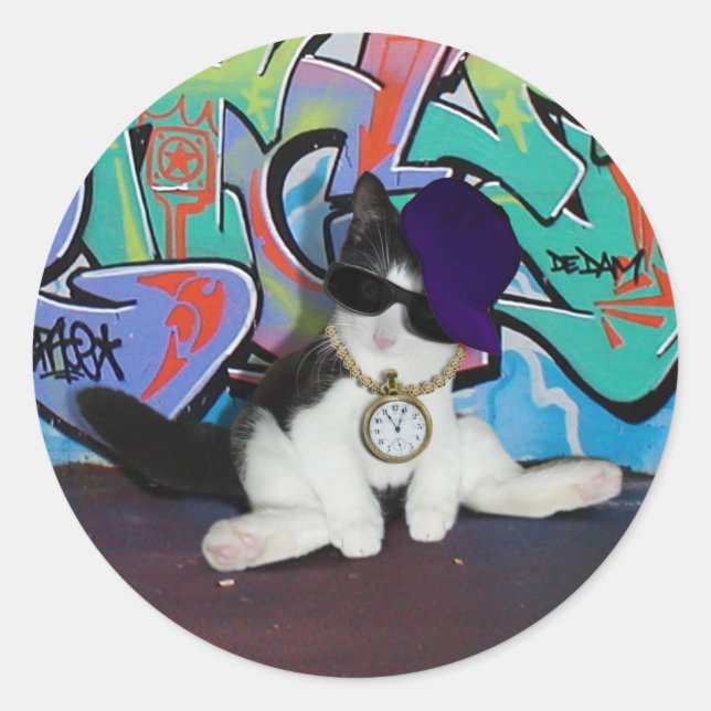 Sticker Rond Kitten Avec Attitude Chat (Devant)
