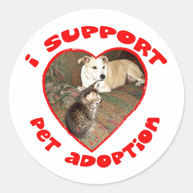 Sticker Rond Kitten d'adoption pour animaux de compagnie avec b (Devant)