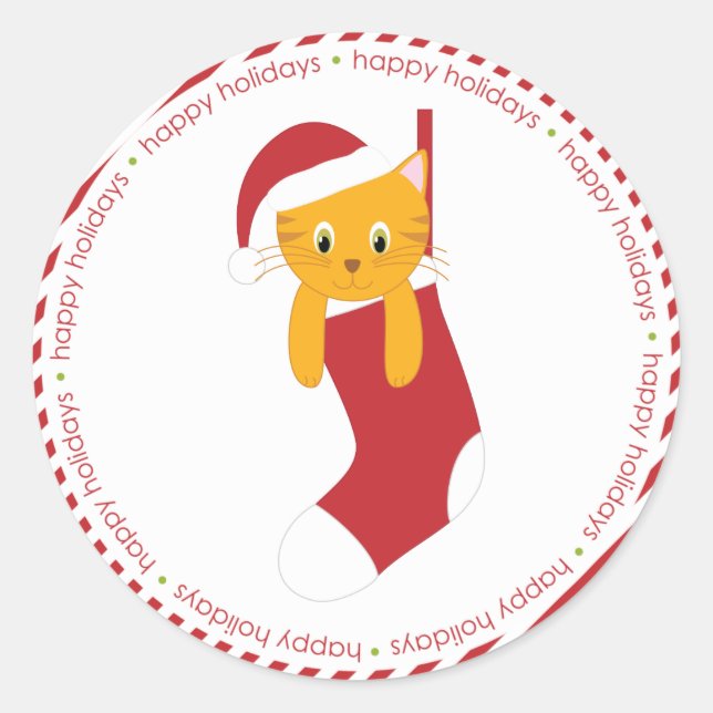 Sticker Rond Kitten dans le magasin de Noël (Devant)